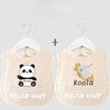 Cartoon Pattern Waterproof Baby Eating Bib Gown for Children Button Closure Food Supplement OEM Service Available