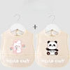 Cartoon Pattern Waterproof Baby Eating Bib Gown for Children Button Closure Food Supplement OEM Service Available