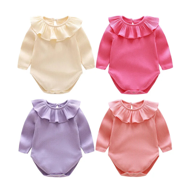 Candy ruffle onesie, newborn girl