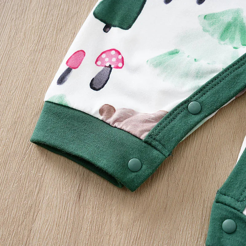 Baby Autumn Clothes Cartoon Animal Elements Baby Boy Long Sleeved Jumpsuit Casual Baby Single Breasted Clothes