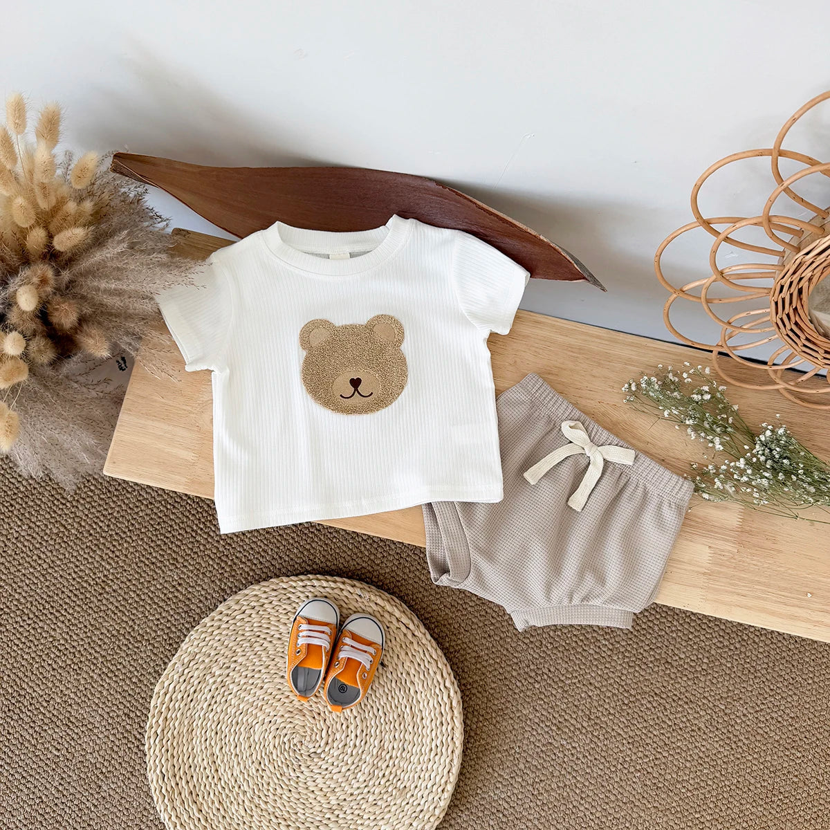 Baby Clothes Cute Children Tracksuit Summer Clothing Cartoon Bear Fashion Baby T-shirt + Shorts Suit 2Pcs/Set 
