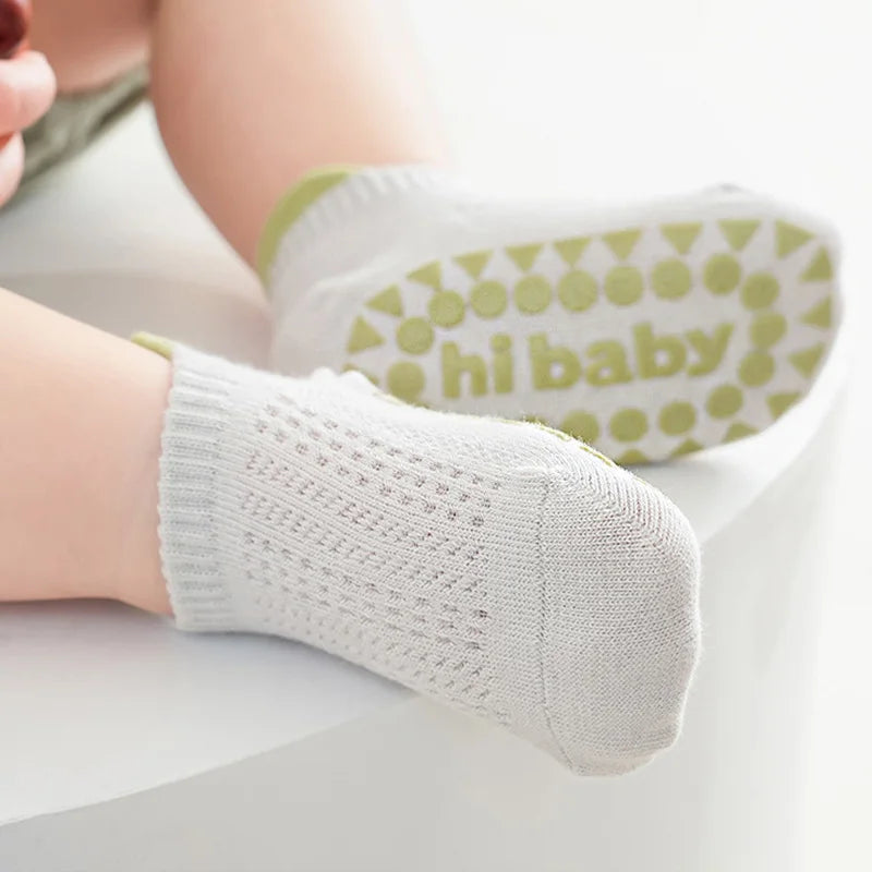6 Pairs Baby Boys Girls Cotton Non-slip Floor Socks Summer For Toddler Kids Indoor Activities Learn To Walk Ankle Socks