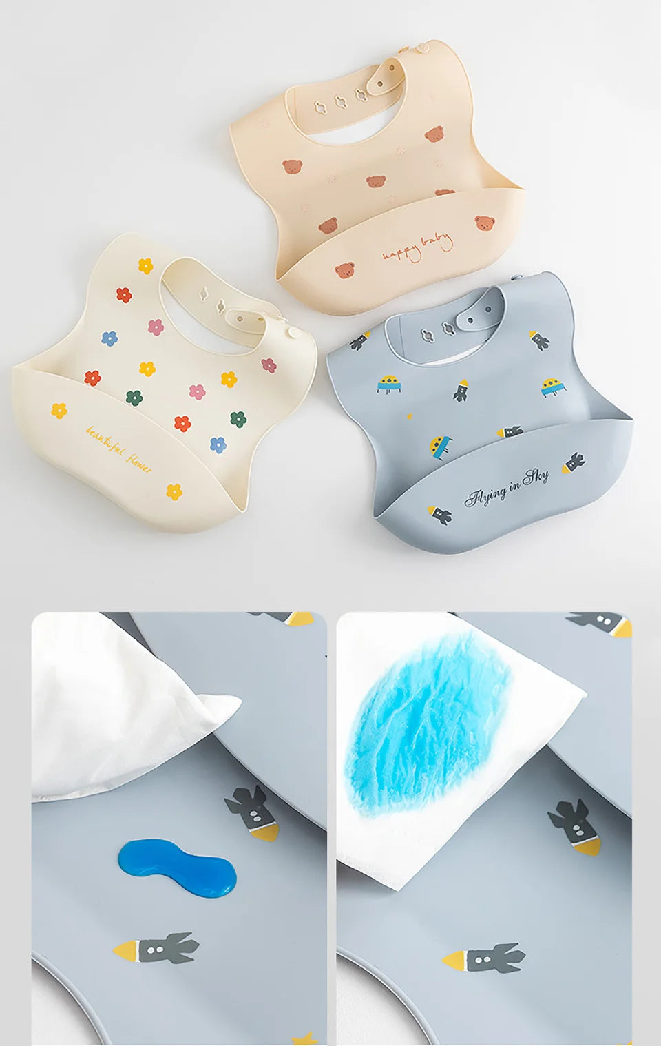 Baby Bibs Waterproof Soft Silicone