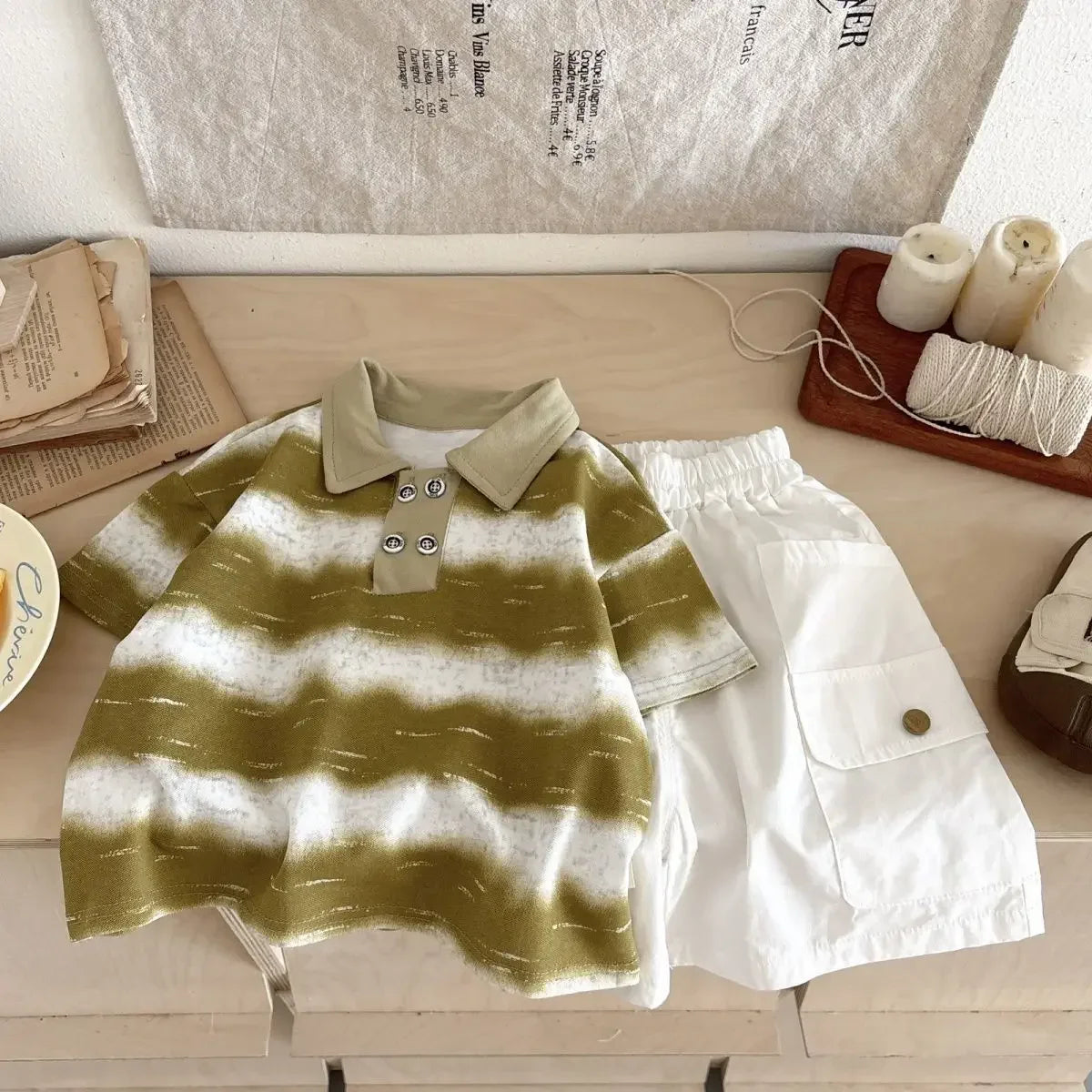 Korean Mother Kids Clothes Boys Girls Polo Shirt Shorts 2pcs Set Summer Cotton Short Sleeve Fashion Suit 1-6Y Children Clothing