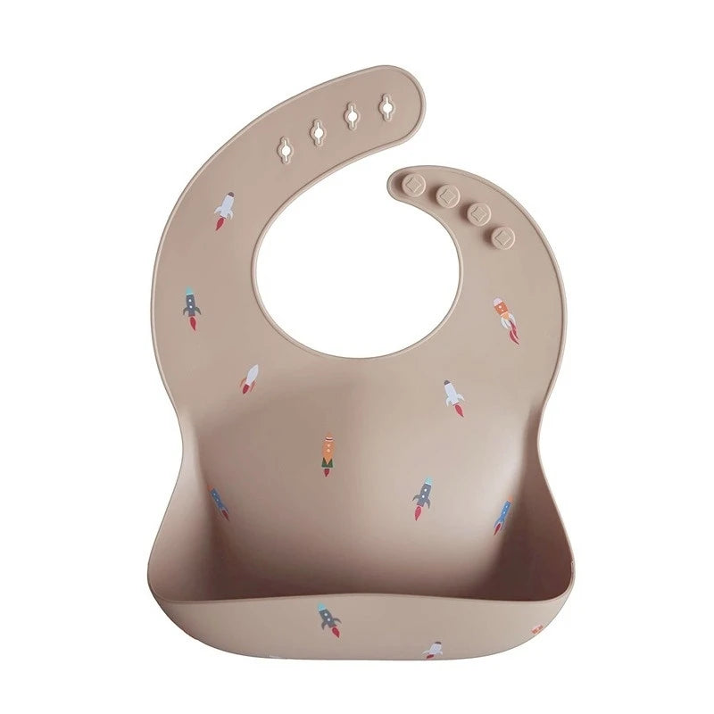 Baby Bibs Ins Style Print Waterproof Soft Silicone Baby Feeding Stuff Cute Pattern Kids Girl Boy Toddler Adjustable Children Bib