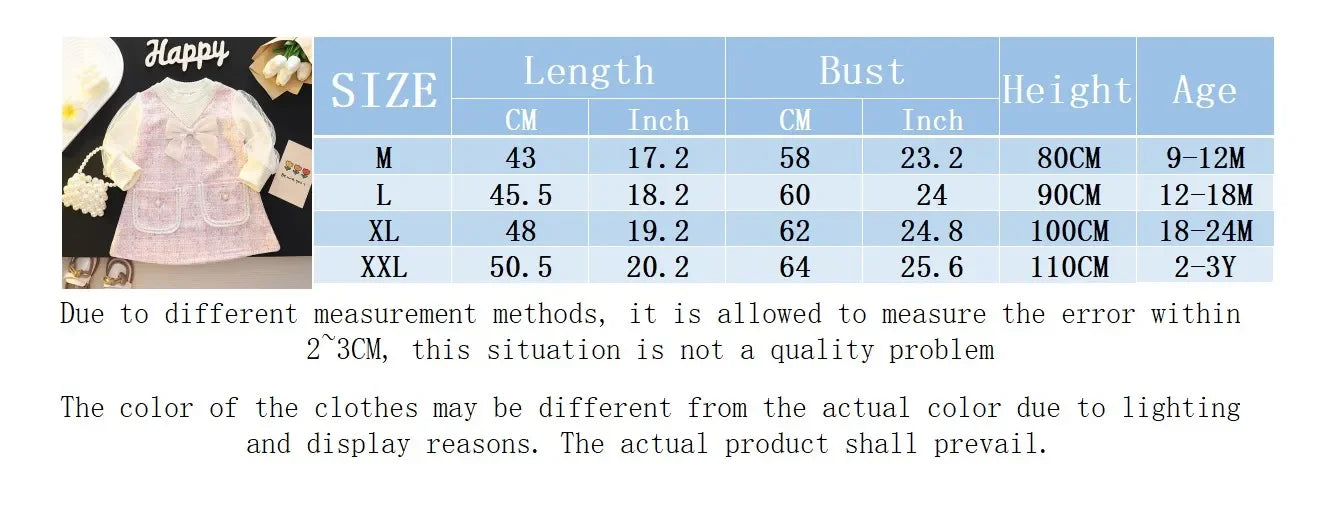 Baby Girl Dress Autumn Sweet Fragrant Breeze Butterfly Knot Bubble Sleeve Baby Girl Dress Birthday Party Baby Girl Dress