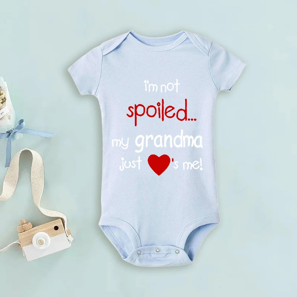 Casual Girl Boy Baby Romper My Grandma Just Loves Me Letter Print Infant Bodysuit Short Sleeve Jumpsuit Hoilday Party Clothes