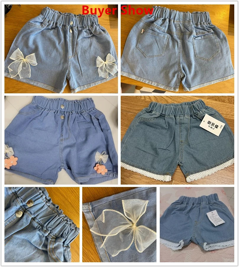 2024 New Summer Girls Cool Cute Denim Clothing Shorts Pants Jeans Clothes Children Girls Casual Short Trousers Infant Bottoms