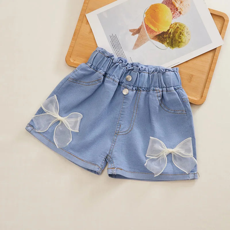 2024 New Summer Girls Cool Cute Denim Clothing Shorts Pants Jeans Clothes Children Girls Casual Short Trousers Infant Bottoms