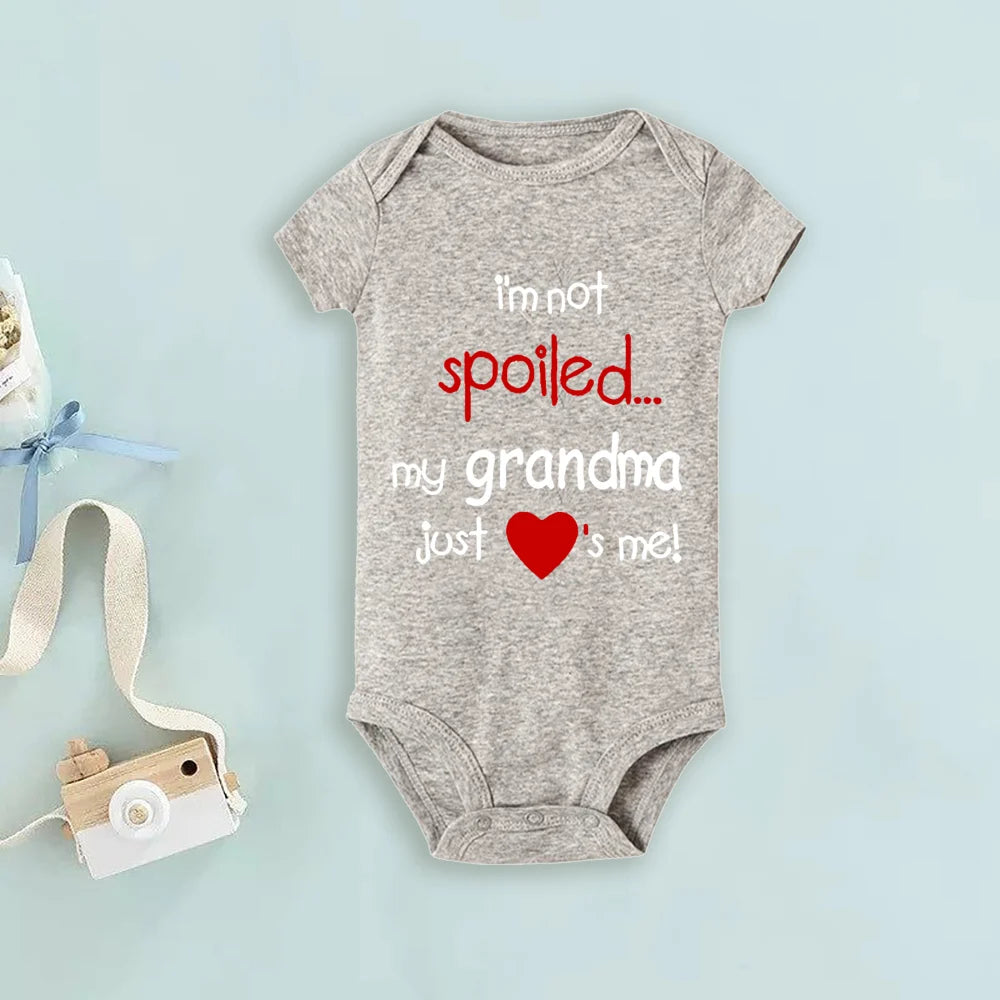 Casual Girl Boy Baby Romper My Grandma Just Loves Me Letter Print Infant Bodysuit Short Sleeve Jumpsuit Hoilday Party Clothes