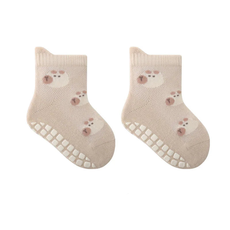5 Pairs Childrens Non-Slip Socks Cute Cartoon Pattern Kids Boys Girls Floor Socks Comfortable Breathable for Toddler