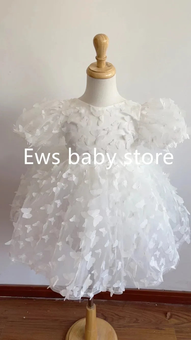 Fashion Baby Girl Dress Butterfly Puff Sleeve Tulle