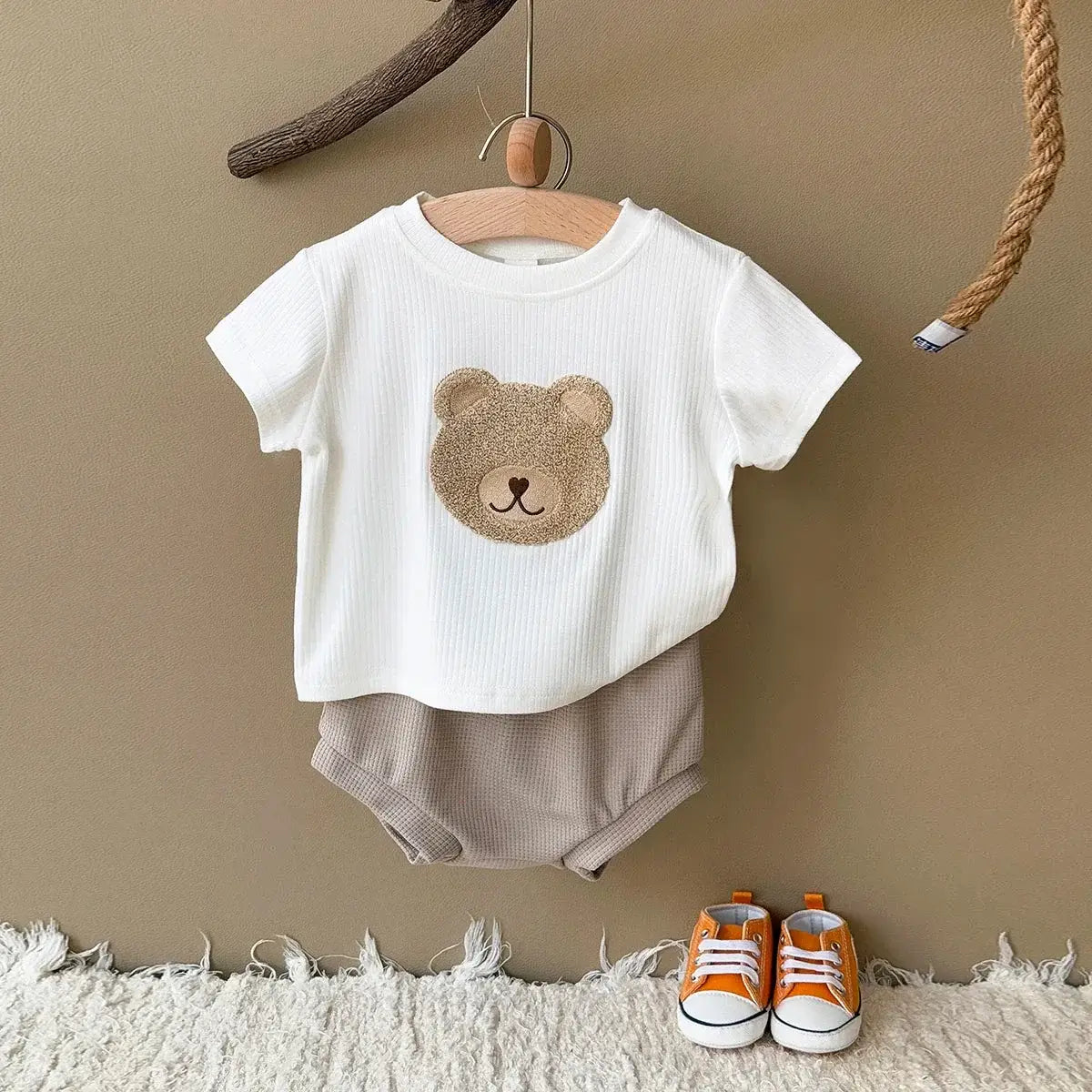 Baby Clothes Cute Children Tracksuit Summer Clothing Cartoon Bear Fashion Baby  T-shirt + Shorts Suit 2Pcs/Set  
