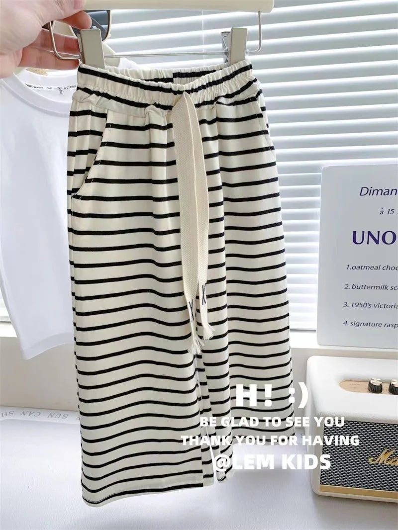 Baby Girls Summer Sets Kids Letter T-shirt+Striped Pants 2Pcs Suit Children Fashion Top Trousers Outfits Infant Casual Clothing