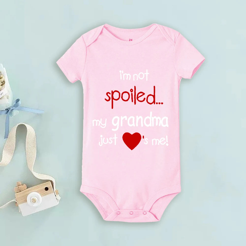 Casual Girl Boy Baby Romper My Grandma Just Loves Me Letter Print Infant Bodysuit Short Sleeve Jumpsuit Hoilday Party Clothes