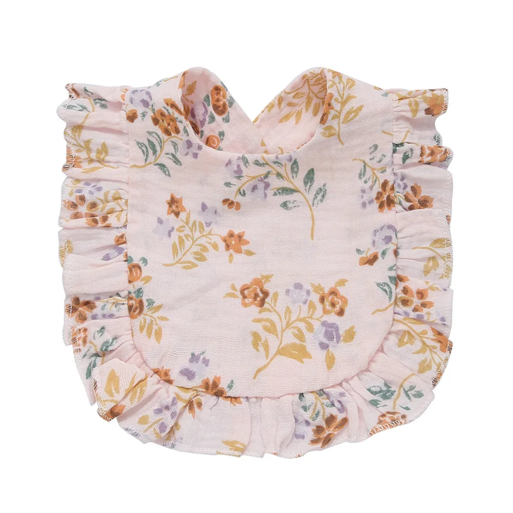 Korean Style Baby Feeding Drool Bib Ruffle Floral Infants Saliva Towel Cotton Gauze Burp Cloth For Newborn Toddler Kids Bibs New