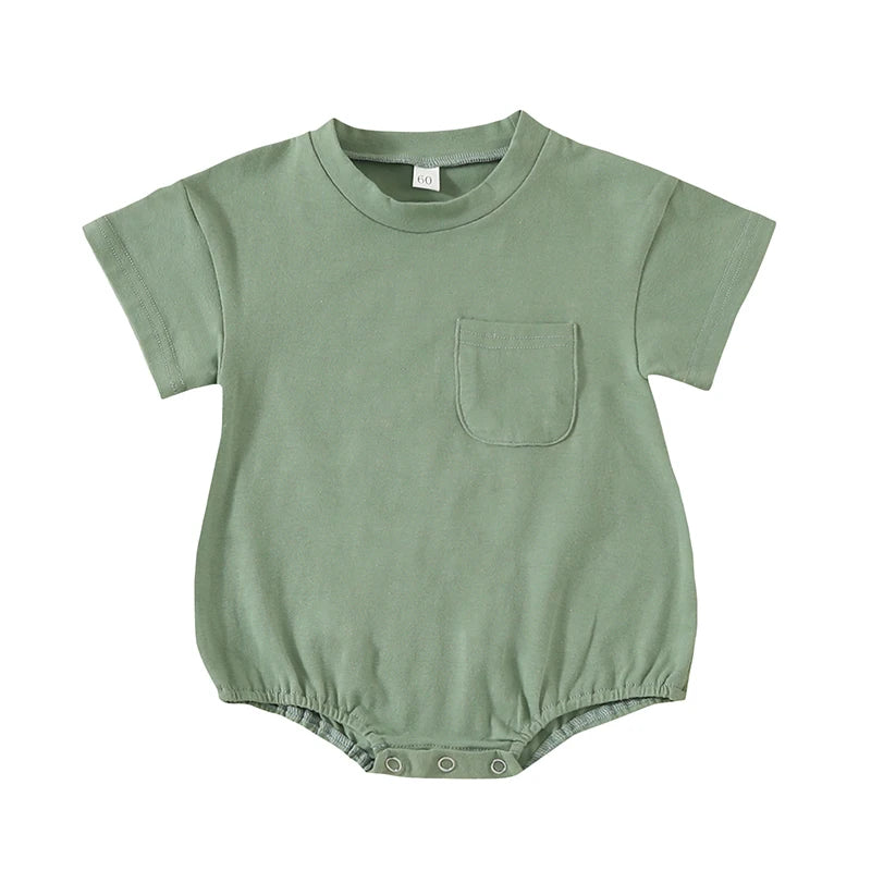 Short Sleeve Pocket Rompers Casual