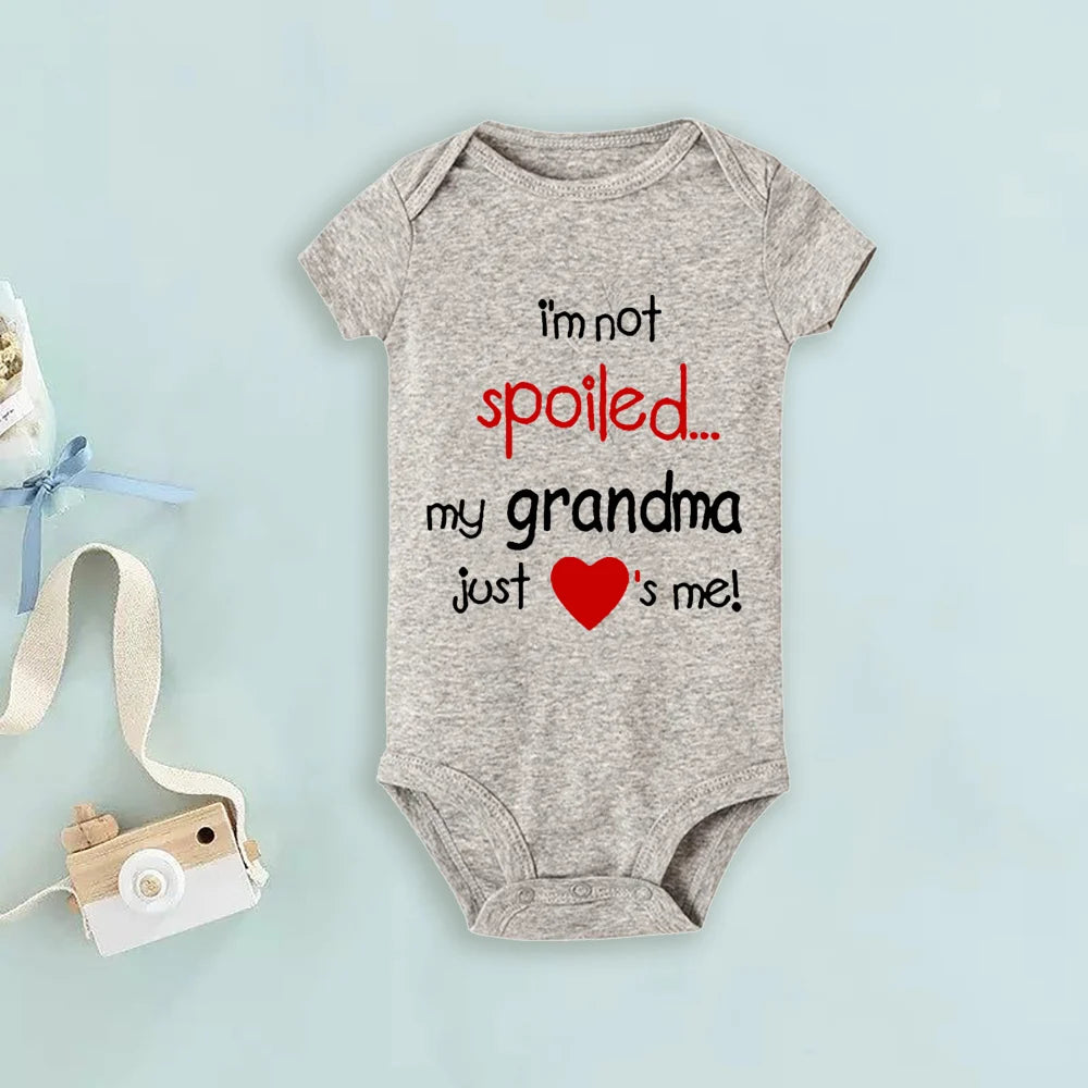 Casual Girl Boy Baby Romper My Grandma Just Loves Me Letter Print Infant Bodysuit Short Sleeve Jumpsuit Hoilday Party Clothes