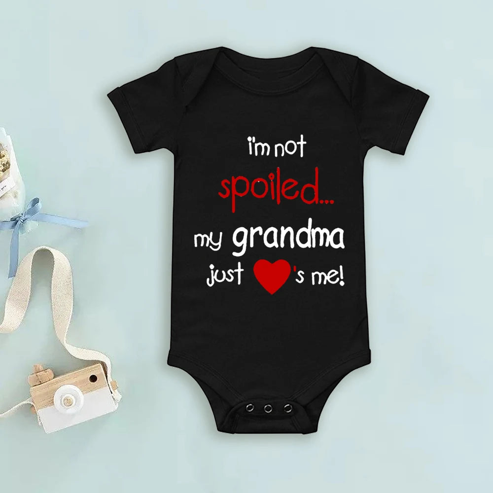 Casual Girl Boy Baby Romper My Grandma Just Loves Me Letter Print Infant Bodysuit Short Sleeve Jumpsuit Hoilday Party Clothes