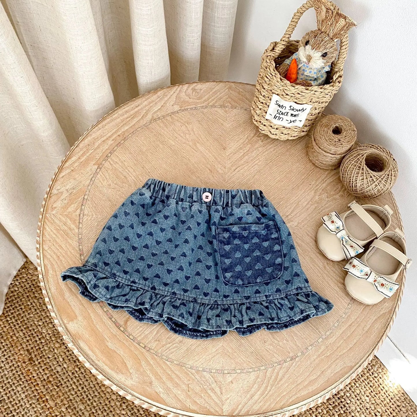 Baby Clothes Summer Female Baby Fashion Trend Cowboy Set Love Cowboy Strap Top Short Skirt Two Piece Set
