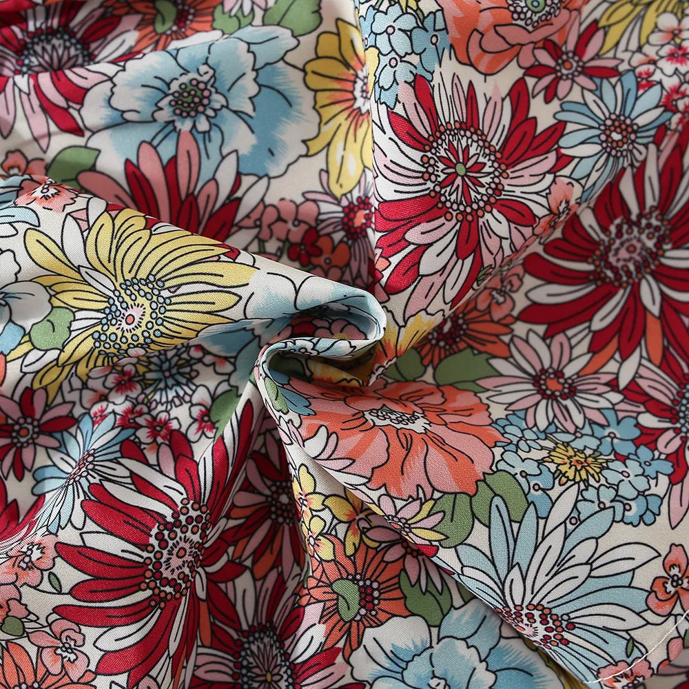 Flower Printed Batwing Sleeve Dress, Newborn Girl