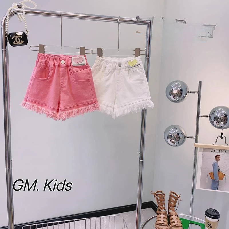 Children's Clothing Sets Monogram Print Short Sleeve + Denim Shorts Baby Girl Clothes 4 To 15 Years Baby Girl Outfit Set