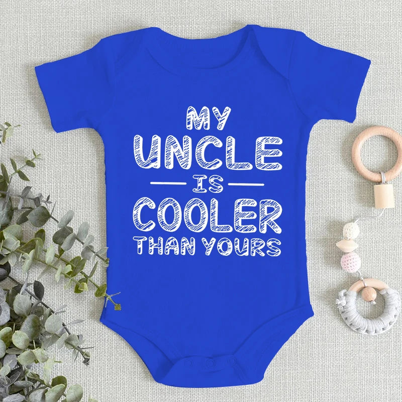 Newborn Baby Clothes "My Uncle Is Cooler Than Yours" Print Fashion Funny Short Sleeve Romper Cotton Infant Boy Girl Jumpsuits