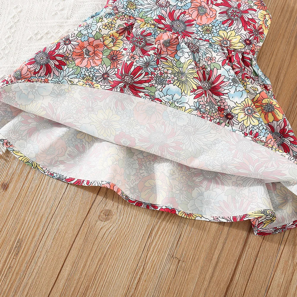 Flower Printed Batwing Sleeve Dress, Newborn Girl