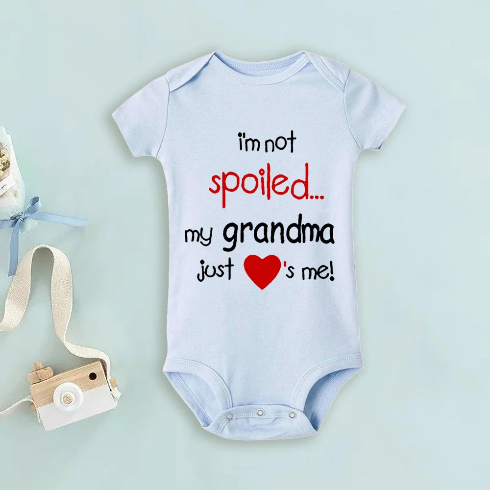 Casual Girl Boy Baby Romper My Grandma Just Loves Me Letter Print Infant Bodysuit Short Sleeve Jumpsuit Hoilday Party Clothes