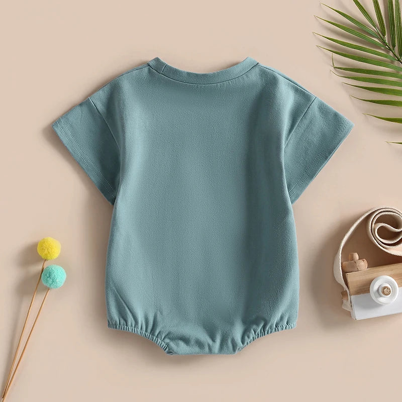 Short Sleeve Pocket Rompers Casual