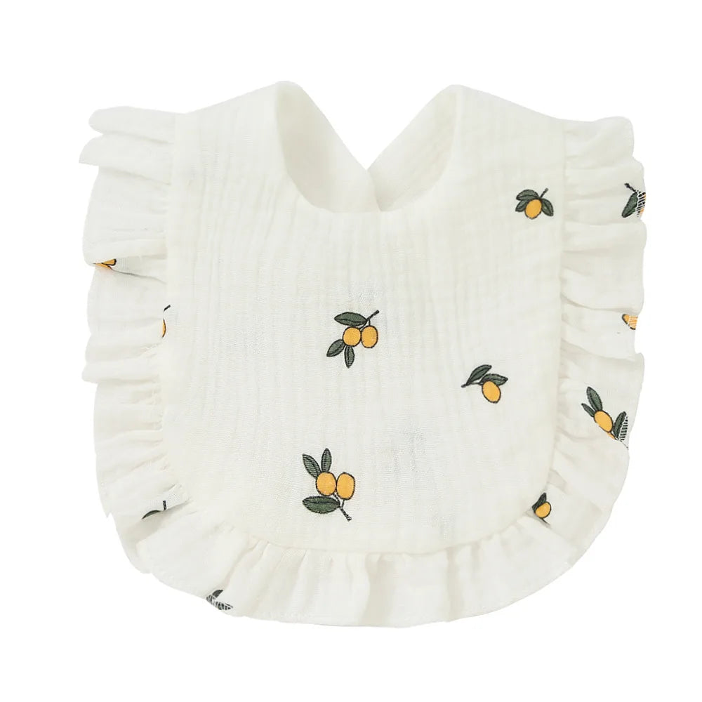 Korean Style Baby Feeding Drool Bib Ruffle Floral Infants Saliva Towel Cotton Gauze Burp Cloth For Newborn Toddler Kids Bibs New
