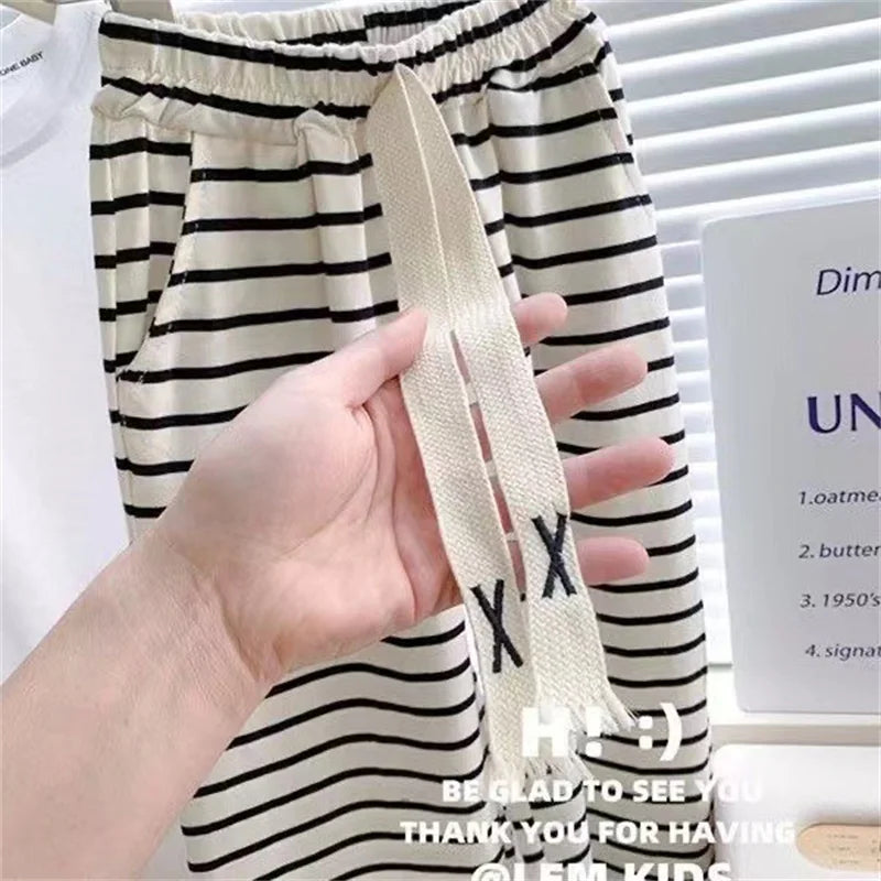 Baby Girls Summer Sets Kids Letter T-shirt+Striped Pants 2Pcs Suit Children Fashion Top Trousers Outfits Infant Casual Clothing