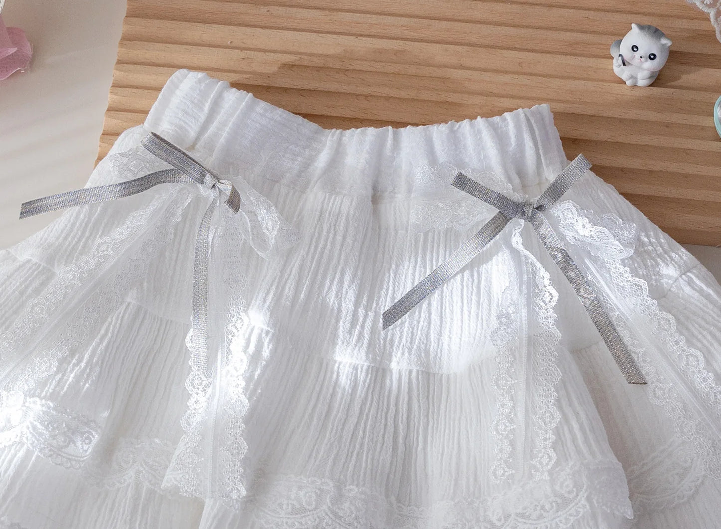 2025 Summer Children Girls 2PCS Clothes Set Lace Embroidery Short Sleeve T-shirt Stylish Puffy Skirts Suit Toddler Girl Outfits