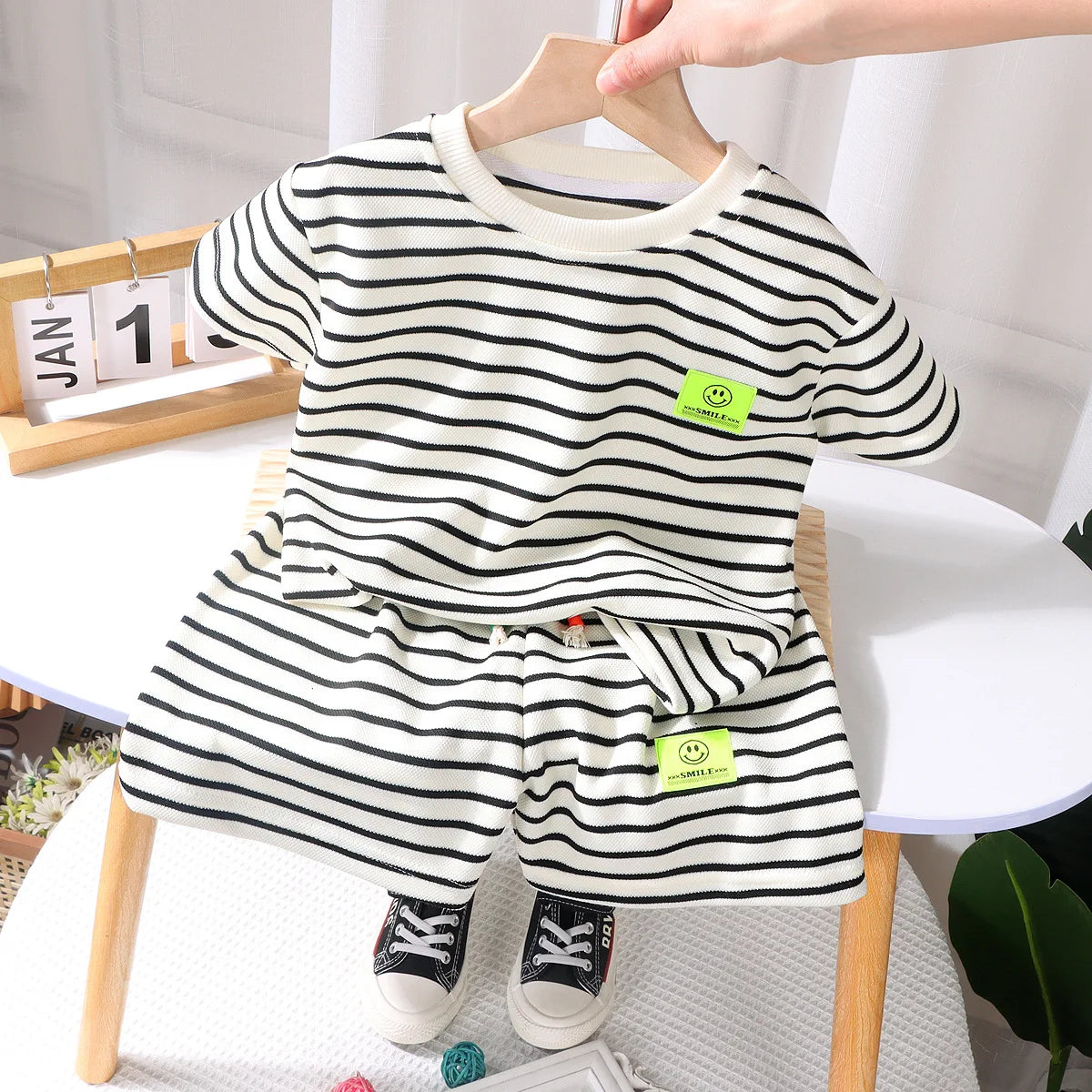 Summer Baby Girls Clothes Knit Stripe T-Shirts And Shorts 2 Pieces Set Children Casual Short Sleeve Top Bottom Outfit Tracksuits