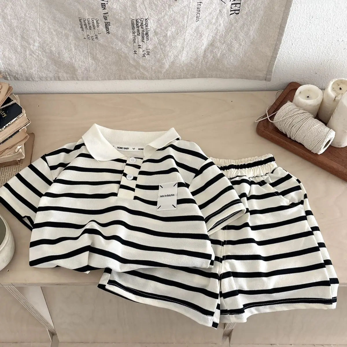 Korean Mother Kids Clothes Boys Girls Polo Shirt Shorts 2pcs Set Summer Cotton Short Sleeve Fashion Suit 1-6Y Children Clothing