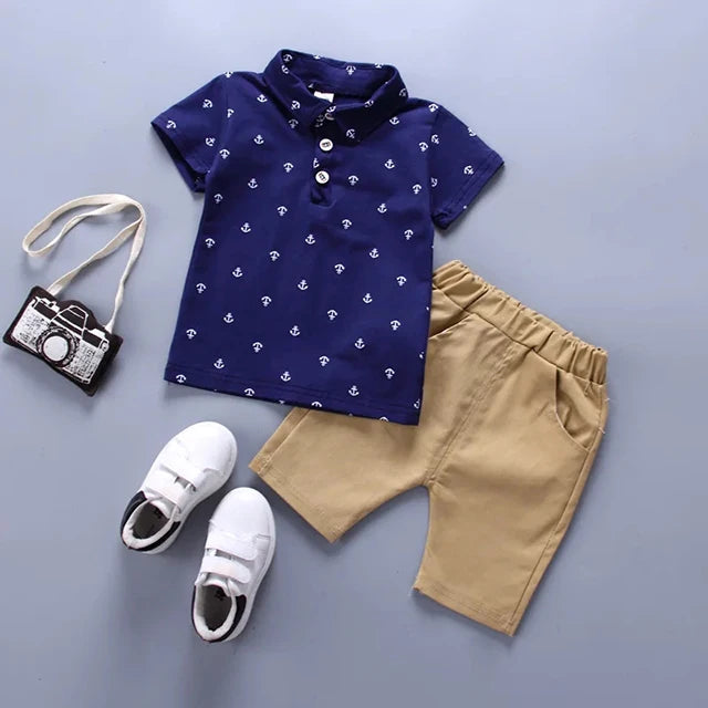 Summer Baby Boys Clothes Suit Fashion Tshirt Toddler Boy Outfit Set Stripe Shirt+Denim Shorts 2 Pcs Sets Infants Kids Clothes