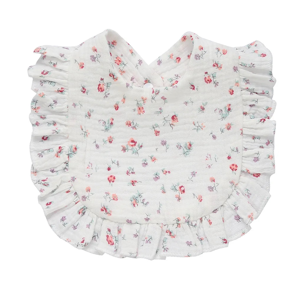 Korean Style Baby Feeding Drool Bib Ruffle Floral Infants Saliva Towel Cotton Gauze Burp Cloth For Newborn Toddler Kids Bibs New