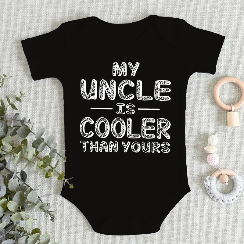 Newborn Baby Clothes "My Uncle Is Cooler Than Yours" Print Fashion Funny Short Sleeve Romper Cotton Infant Boy Girl Jumpsuits