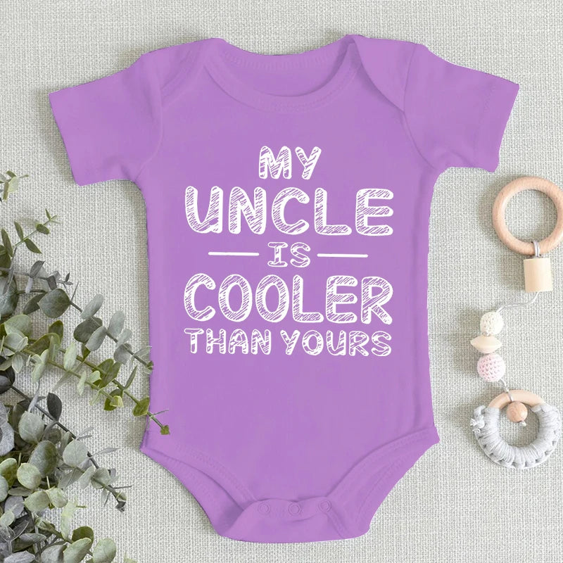Newborn Baby Clothes "My Uncle Is Cooler Than Yours" Print Fashion Funny Short Sleeve Romper Cotton Infant Boy Girl Jumpsuits