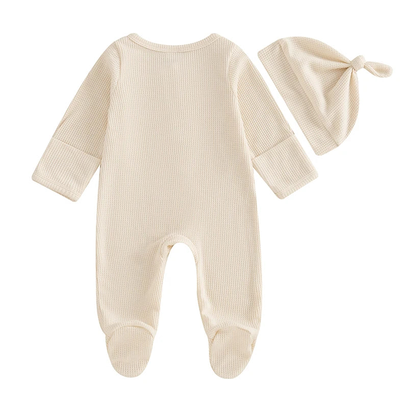 Newborn Baby Fall Footed Romper with hat