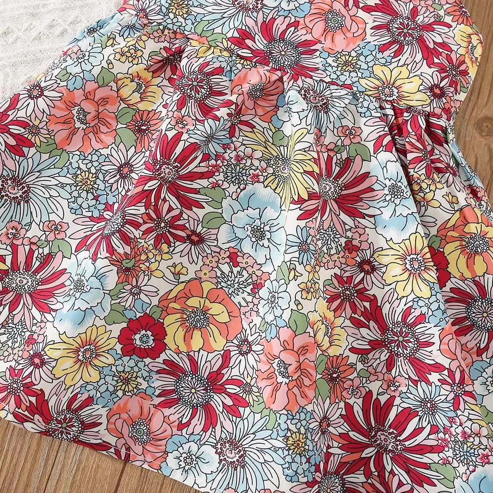 Flower Printed Batwing Sleeve Dress, Newborn Girl