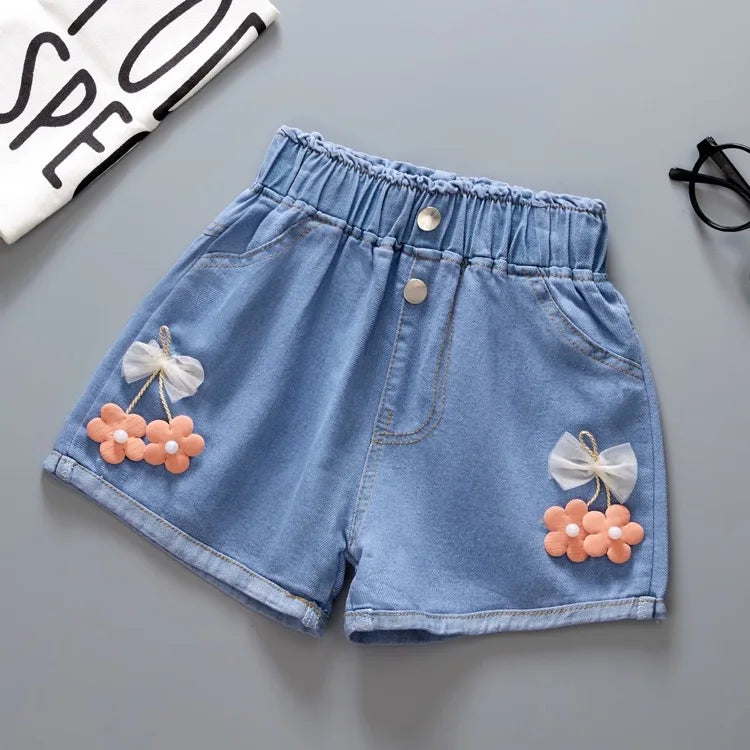 2024 New Summer Girls Cool Cute Denim Clothing Shorts Pants Jeans Clothes Children Girls Casual Short Trousers Infant Bottoms