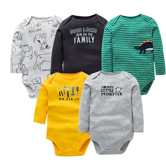 3/4/5PCS Baby Boys Girls Bodysuits Long Sleeve Stripe 100% Cotton Baby Clothes 0-24 Month Newborn Body Bebe Jumpsuit Clothing