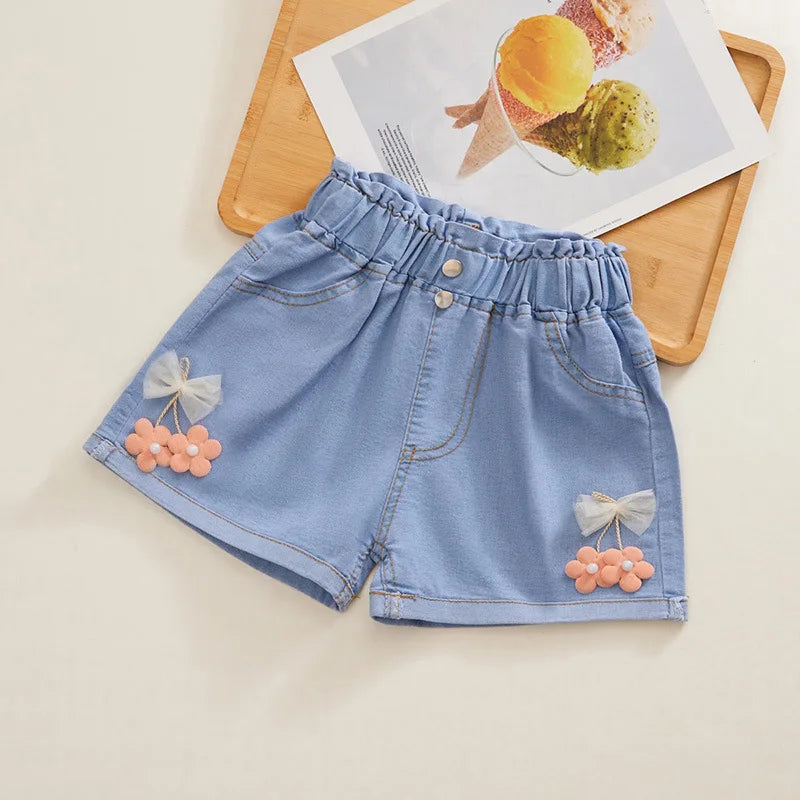 2024 New Summer Girls Cool Cute Denim Clothing Shorts Pants Jeans Clothes Children Girls Casual Short Trousers Infant Bottoms