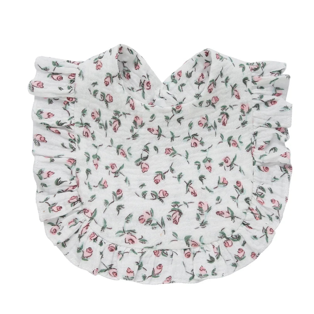 Korean Style Baby Feeding Drool Bib Ruffle Floral Infants Saliva Towel Cotton Gauze Burp Cloth For Newborn Toddler Kids Bibs New