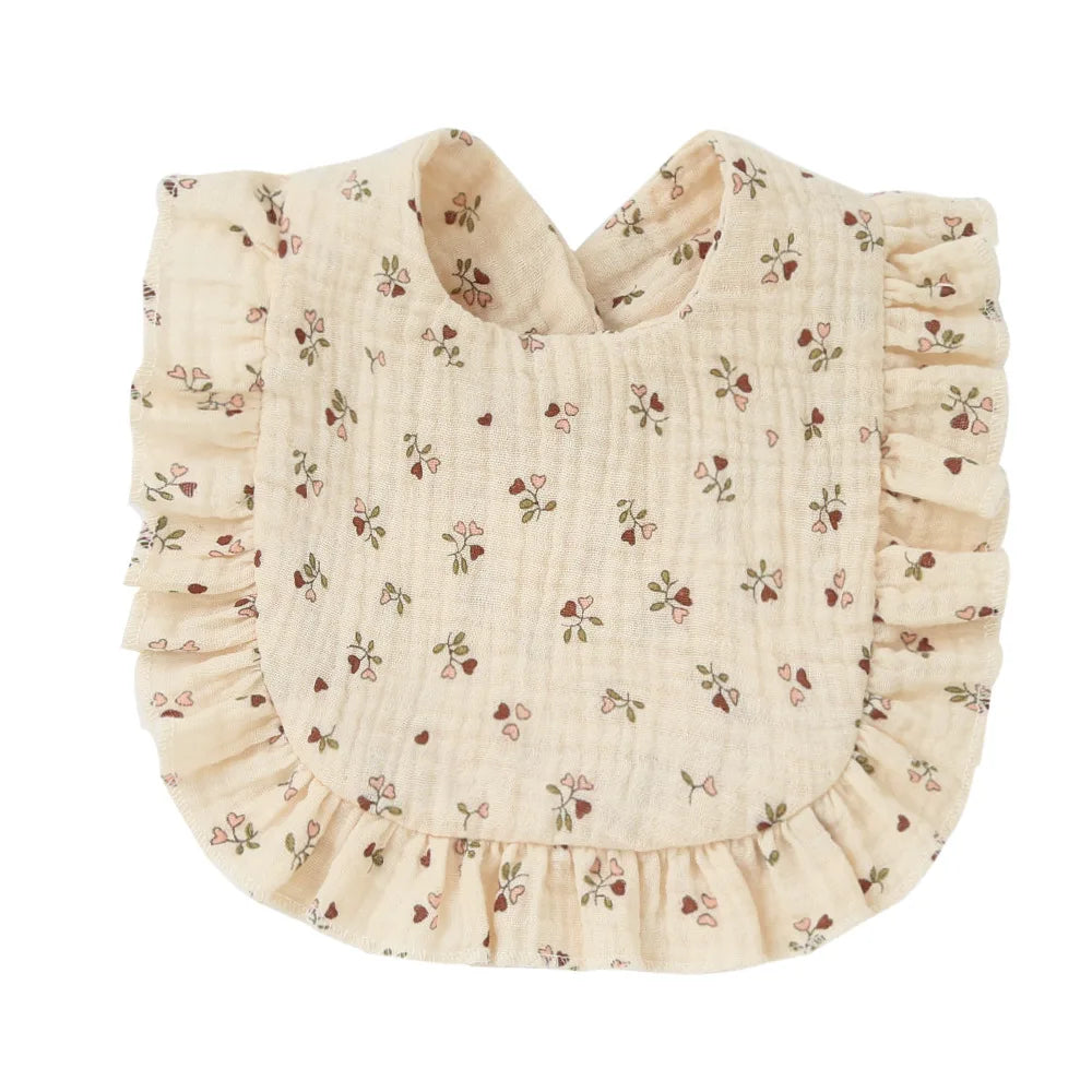 Korean Style Baby Feeding Drool Bib Ruffle Floral Infants Saliva Towel Cotton Gauze Burp Cloth For Newborn Toddler Kids Bibs New