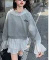 2024 New Baby Girls Summer Teenage Fashion Casual Sets, Love Pattern T-shirt + Sequined Skirts 3-9T