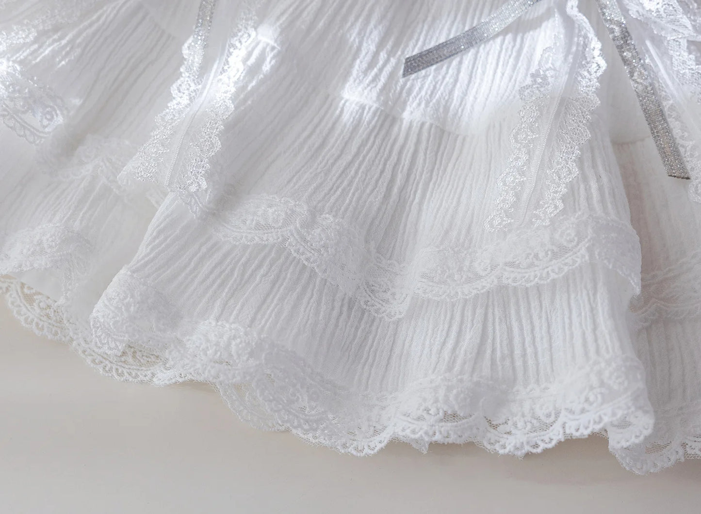 2025 Summer Children Girls 2PCS Clothes Set Lace Embroidery Short Sleeve T-shirt Stylish Puffy Skirts Suit Toddler Girl Outfits