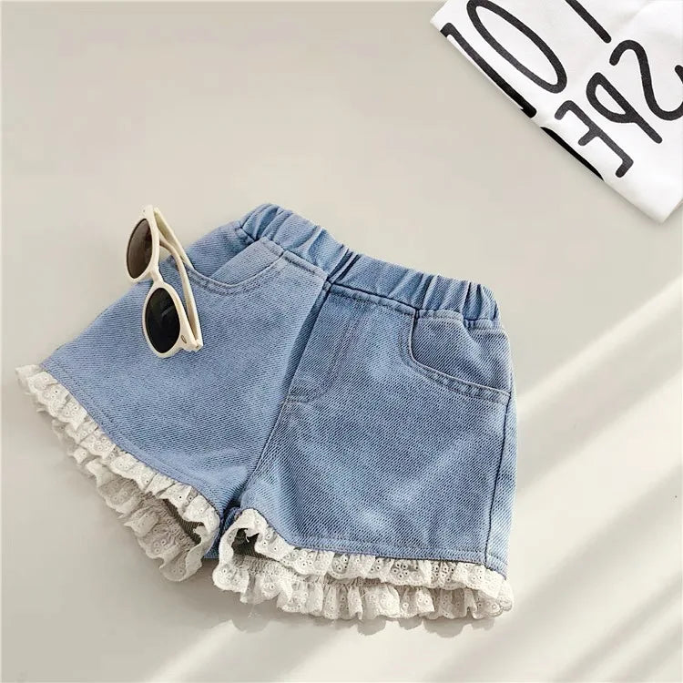2024 New Summer Girls Cool Cute Denim Clothing Shorts Pants Jeans Clothes Children Girls Casual Short Trousers Infant Bottoms