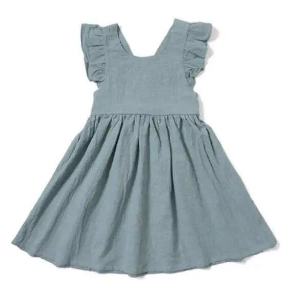 Summer Infant Girls Dress Flying sleeve Cotton Linen Newborn Baby Girls Princess Dress Kids Party Dresses